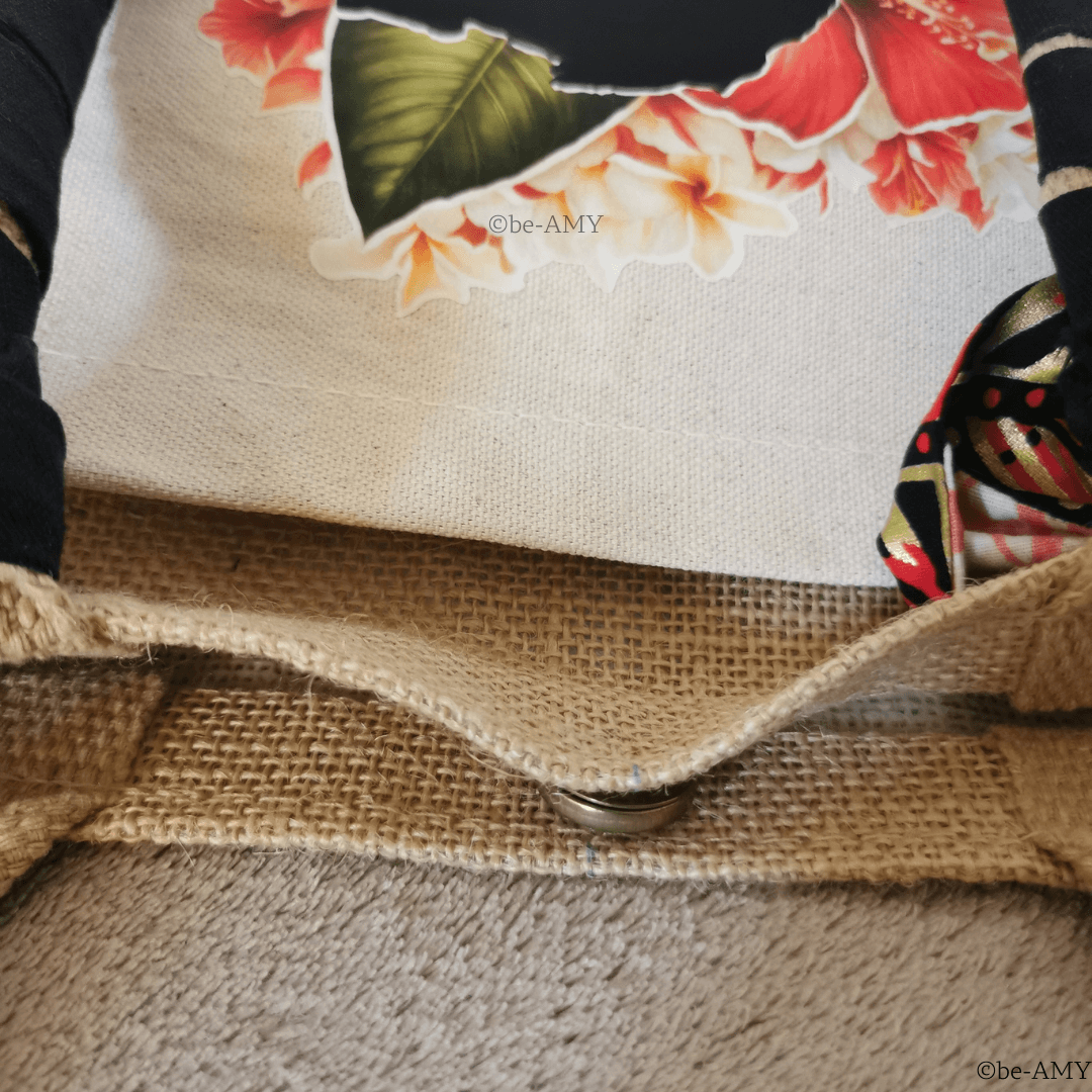 Grand Sac en Jute Personnalisé Afro et foulchi wax – Image 3