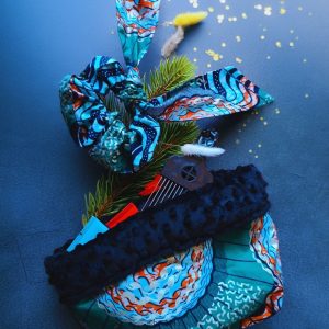 Duo cheveux - Panier de rangement et grand Chouchou foulchi wax assorti