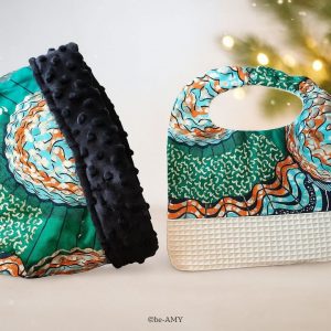 Panier de rangement et Bavoir Wax Personnalisables - Duo Naissance